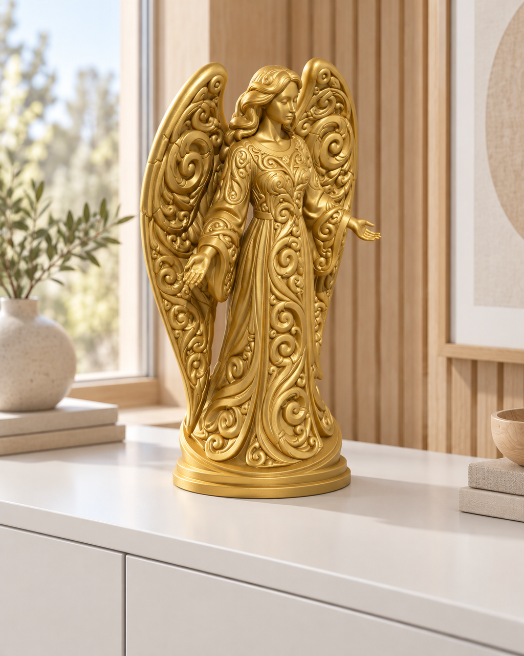 Engel mit Flügeln Ornament - Gold gedruckt Wohnzimmer