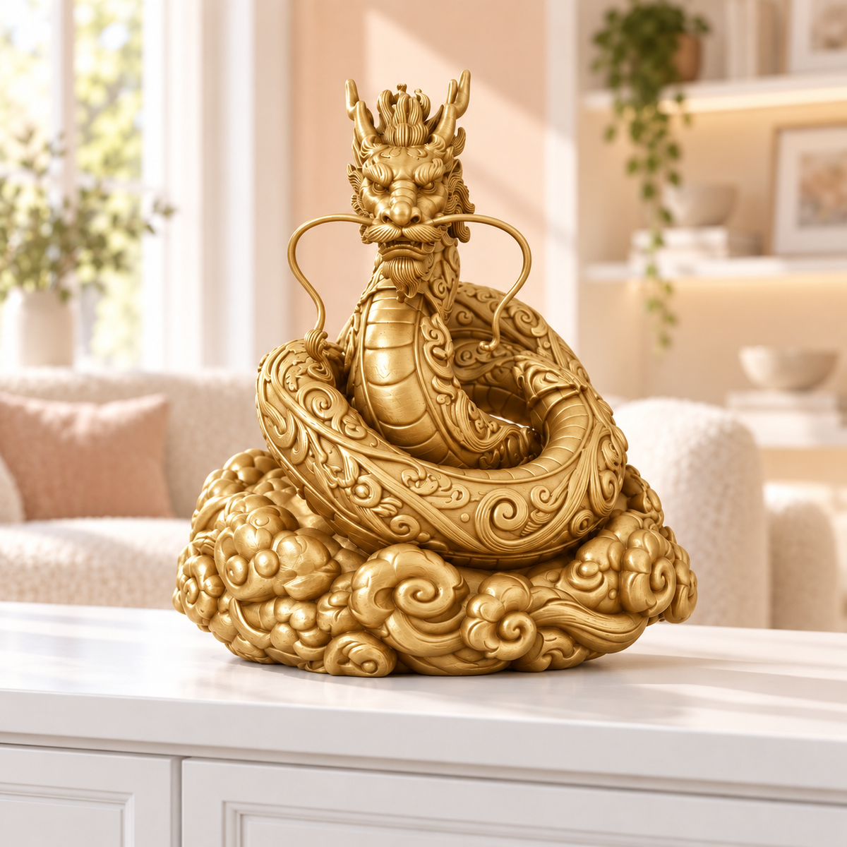 Asiatischer Drache Ornament - Gold gedruckt Wohnzimmer