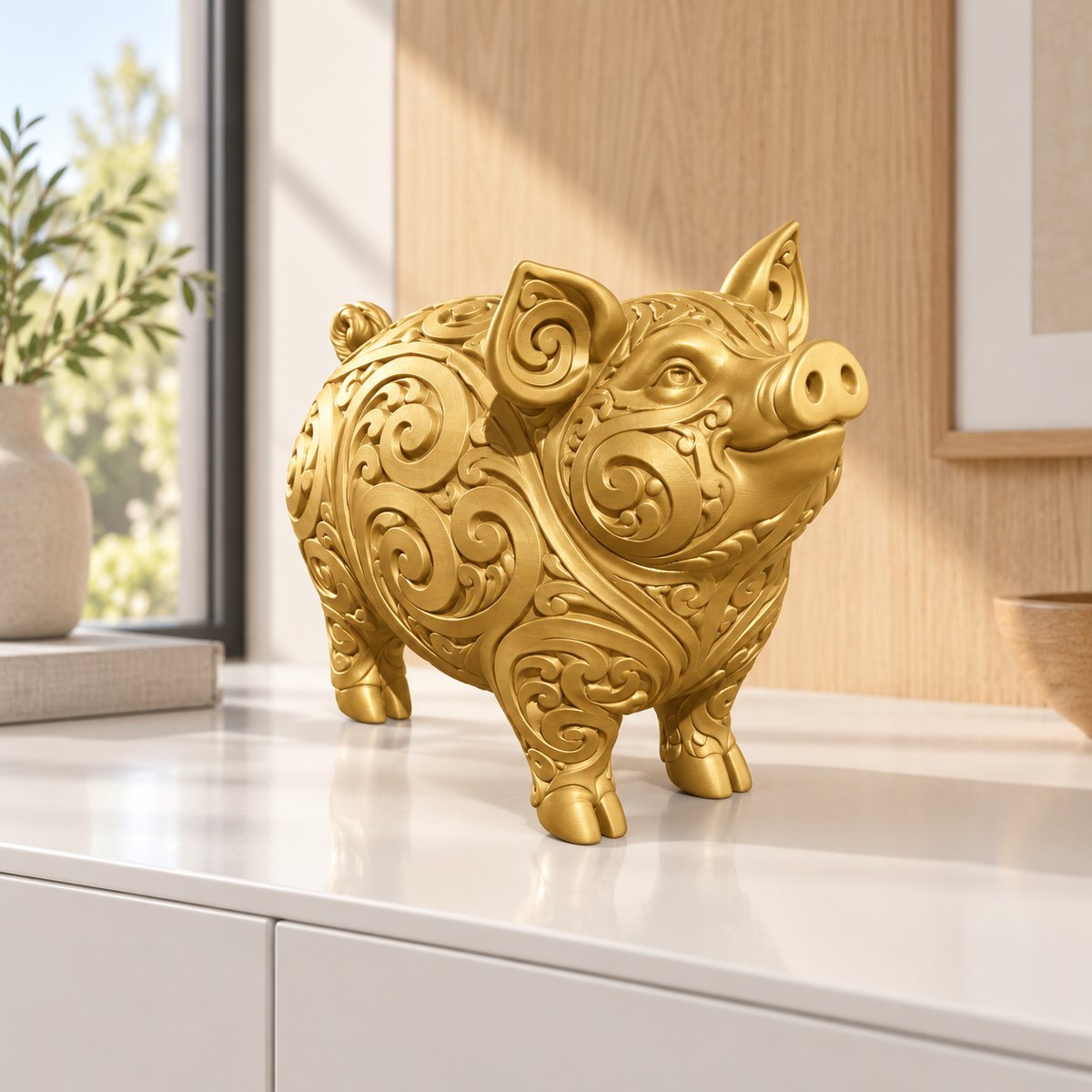 Schwein Ornament - Gold gedruckt Wohnzimmer
