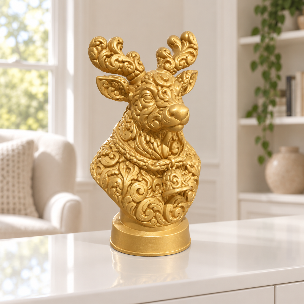 Rentierbüste Ornament - Gold gedruckt Wohnzimmer