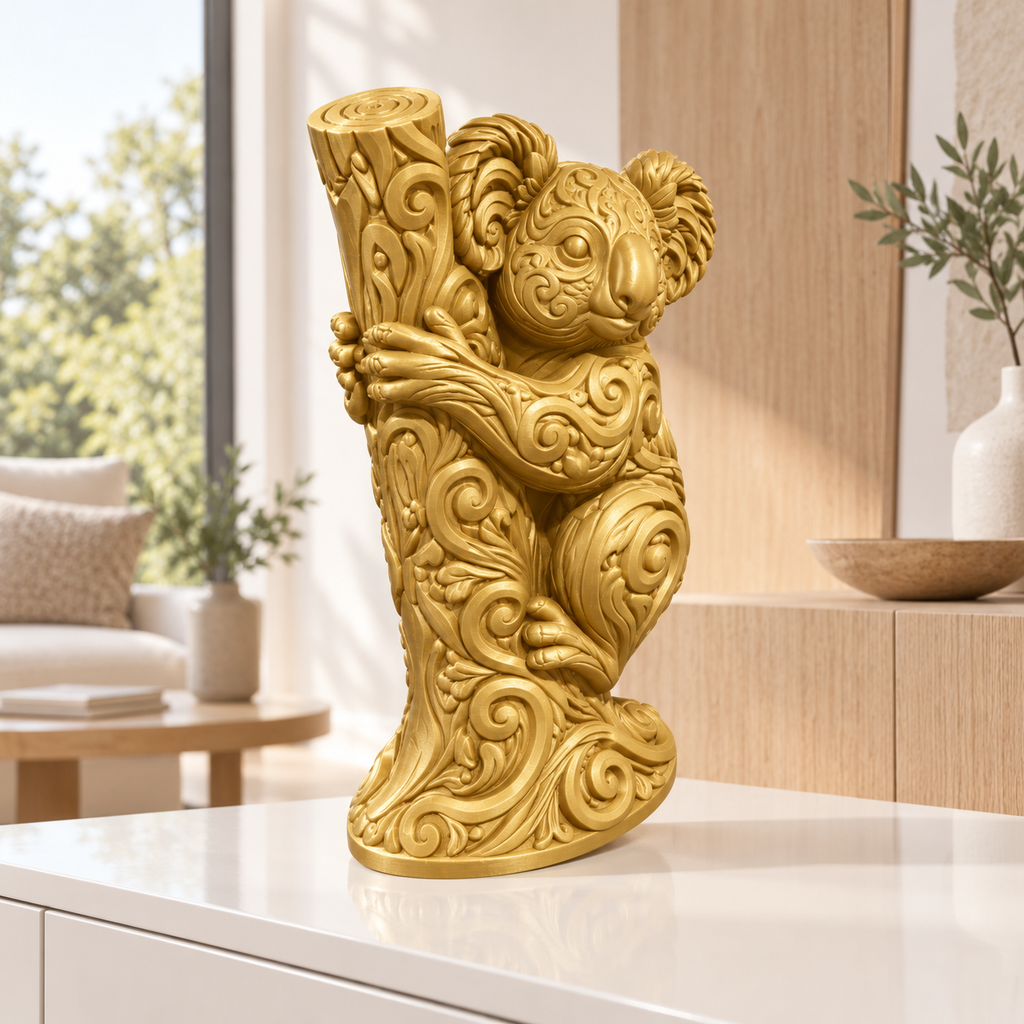 Koala am Baumstamm Ornament - Gold gedruckt Wohnzimmer