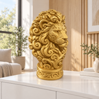 Löwenbüste Ornament - Gold gedruckt Wohnzimmer