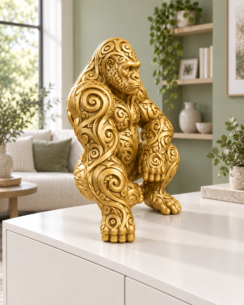 Gorilla Ornament - Gold gedruckt Wohnzimmer