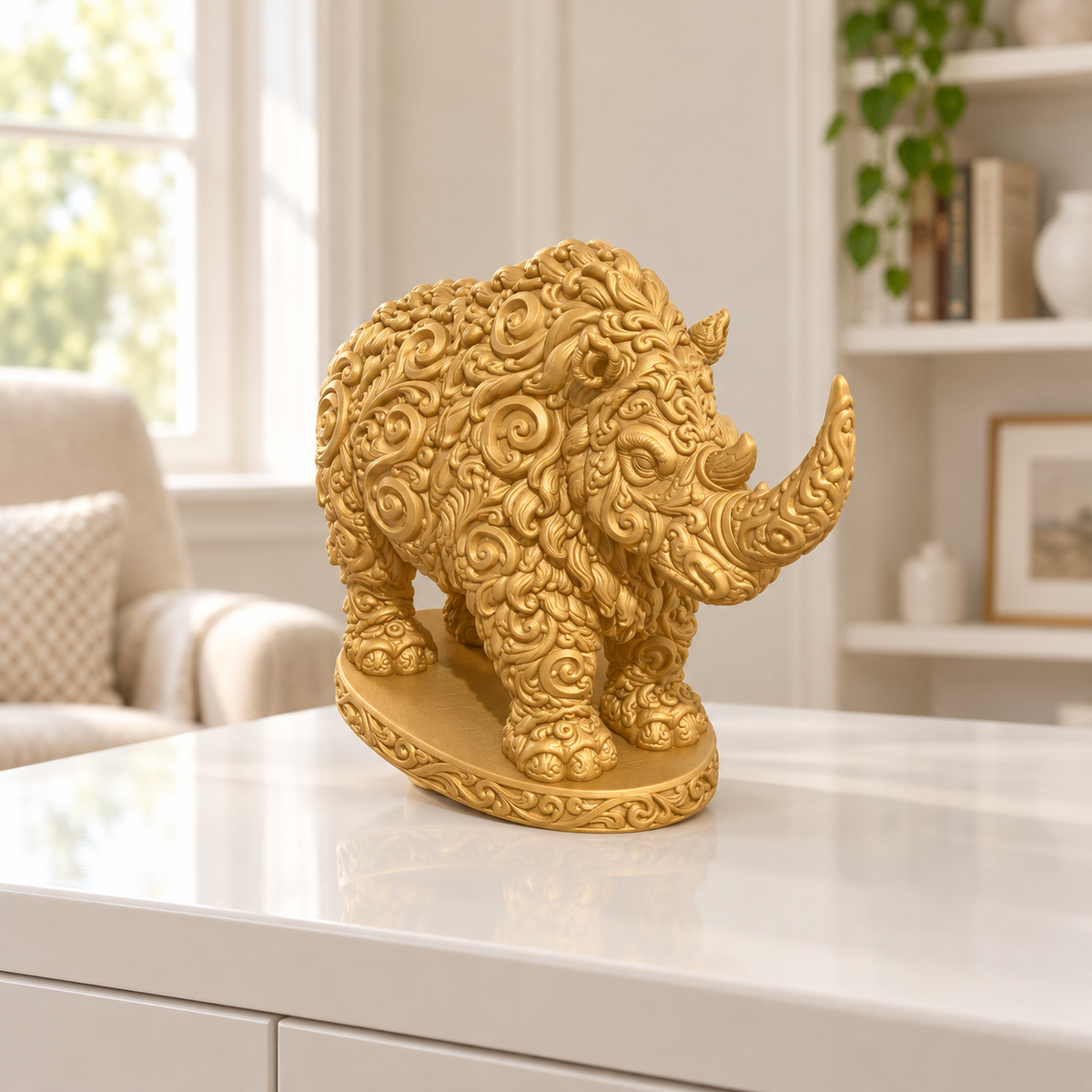 Wollnashorn Ornament - Gold gedruckt Wohnzimmer