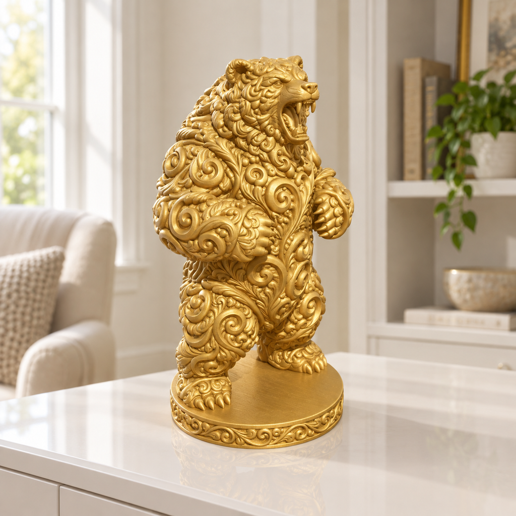 Grizzly aufgerichtet Ornament - Gold gedruckt Wohnzimmer
