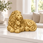 Löwe mit Jungem Ornament - Gold gedruckt Wohnzimmer