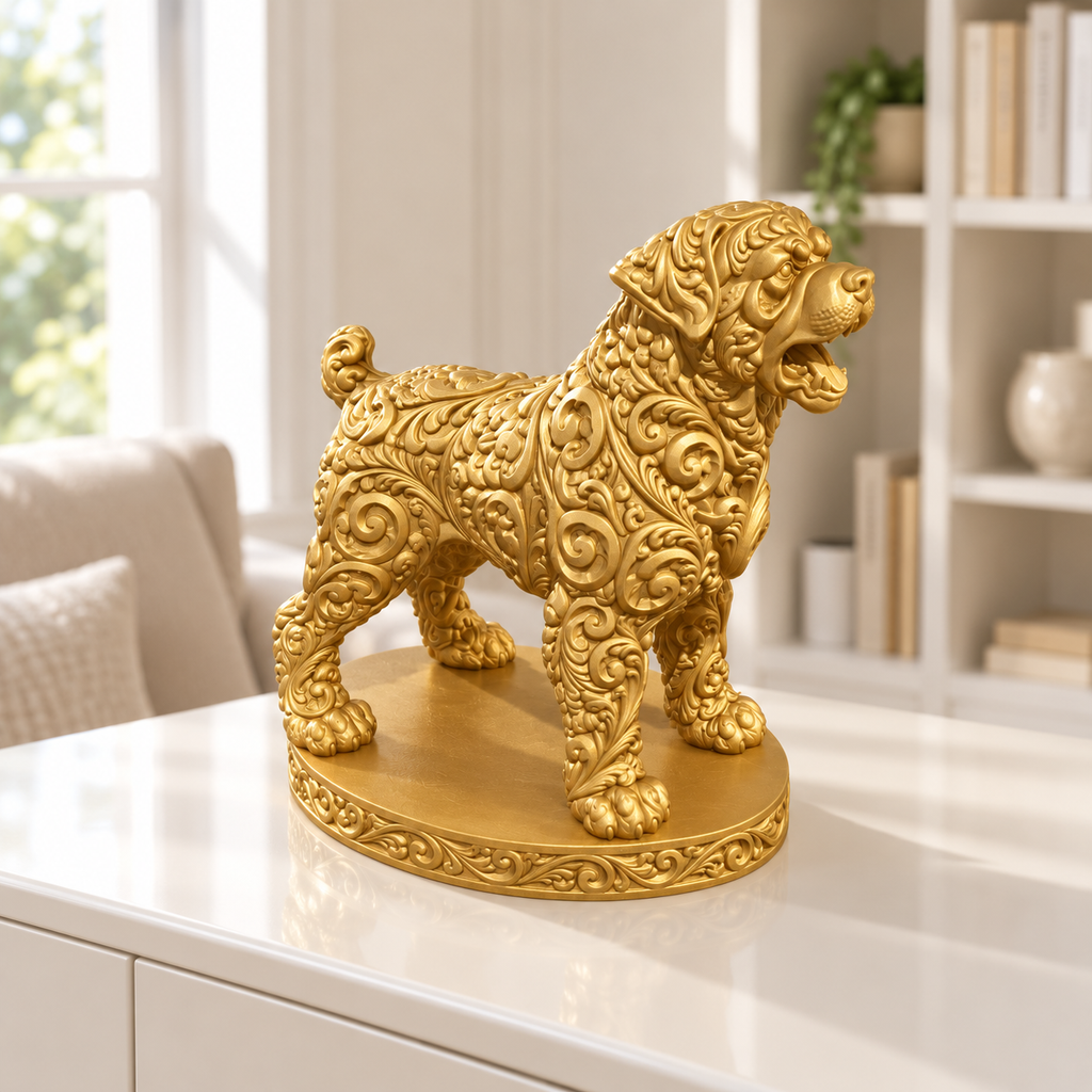 Rottweiler bellend Ornament - Gold gedruckt Wohnzimmer