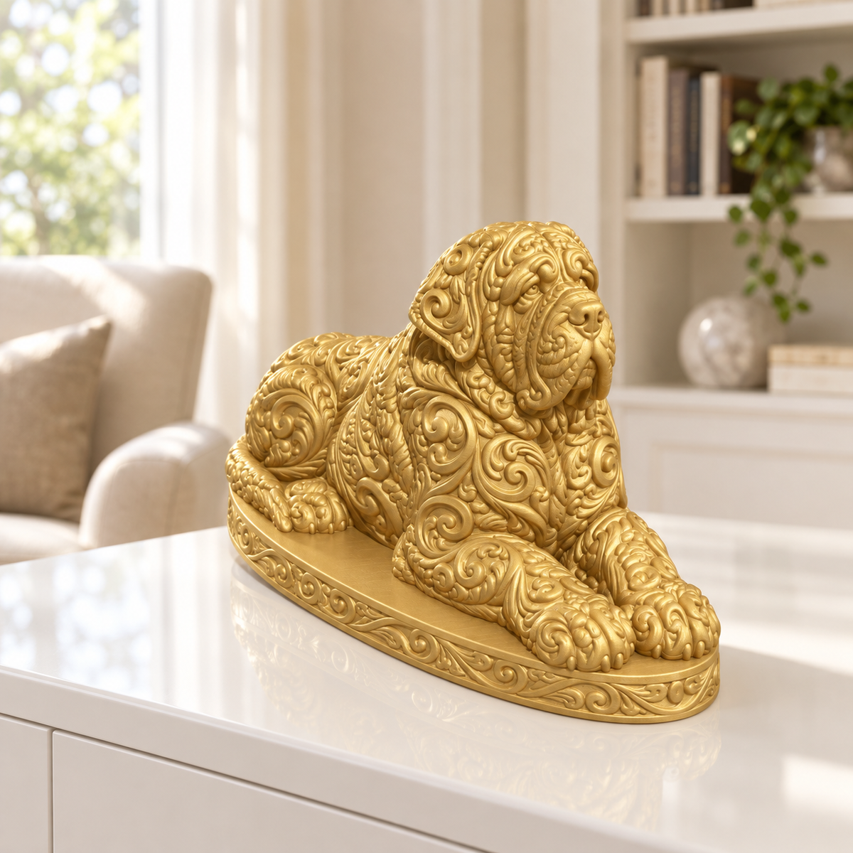 Mastiff liegend Ornament - Gold gedruckt Wohnzimmer
