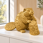 Biber am Baumstamm Ornament - Gold gedruckt Wohnzimmer