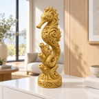 Seepferdchen mit Korallen Ornament - Gold gedruckt Wohnzimmer