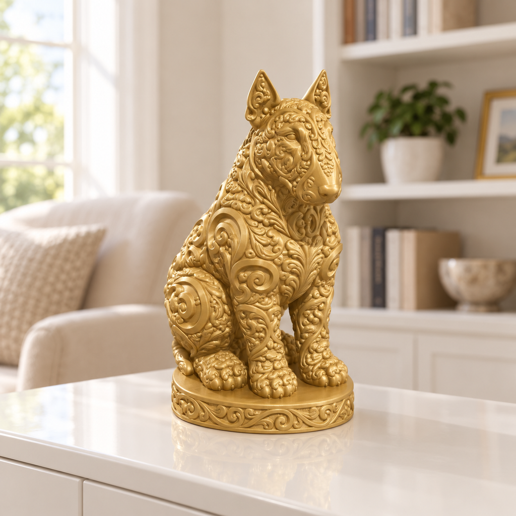 Bullterrier sitzend Ornament - Gold gedruckt Wohnzimmer