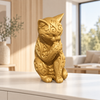 Katze beim Putzen Ornament - Gold gedruckt Wohnzimmer