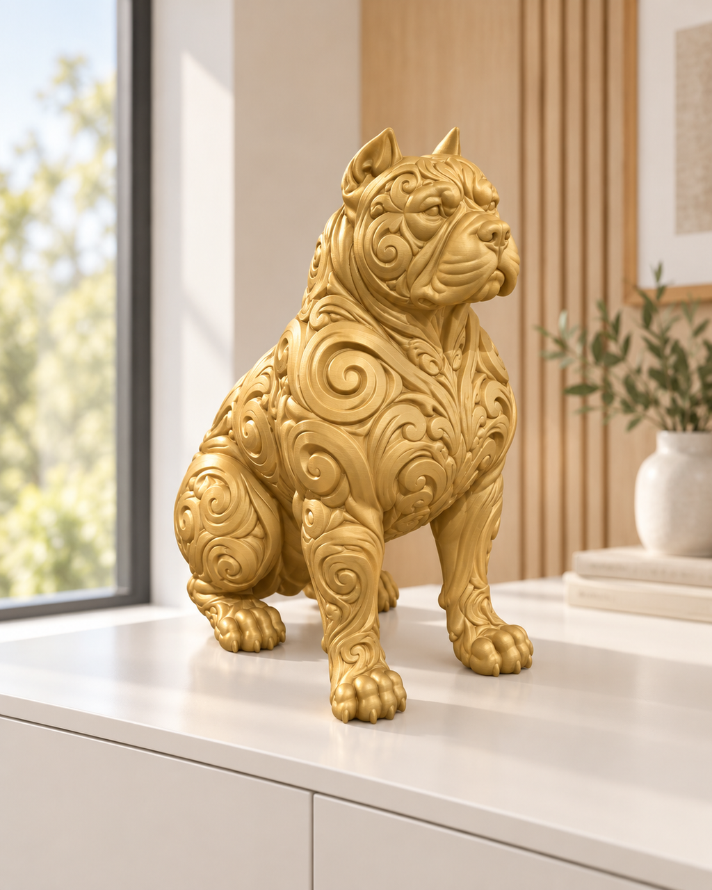 Pitbull Ornament - Gold gedruckt Wohnzimmer