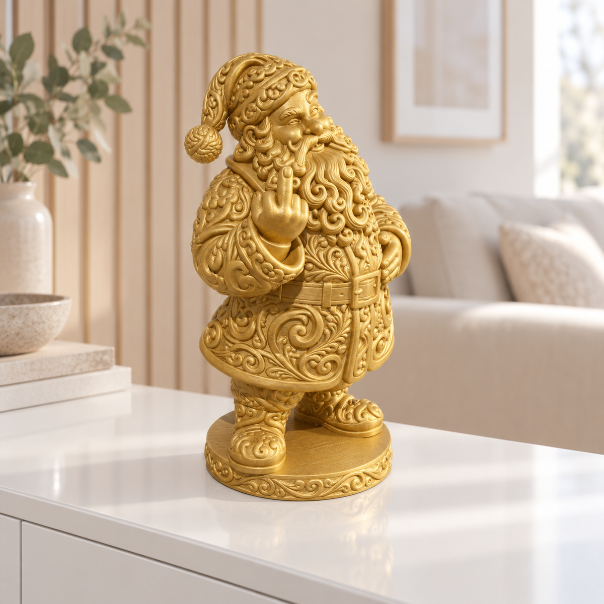 Frecher Weihnachtsmann Ornament - Gold gedruckt Wohnzimmer