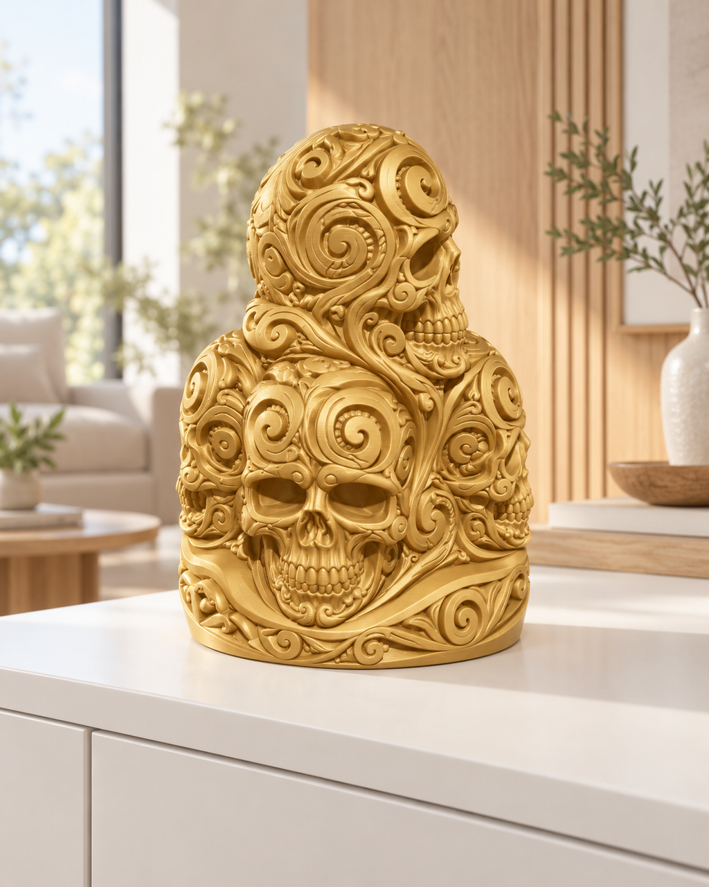 Totenkopfstapel Ornament - Gold gedruckt Wohnzimmer