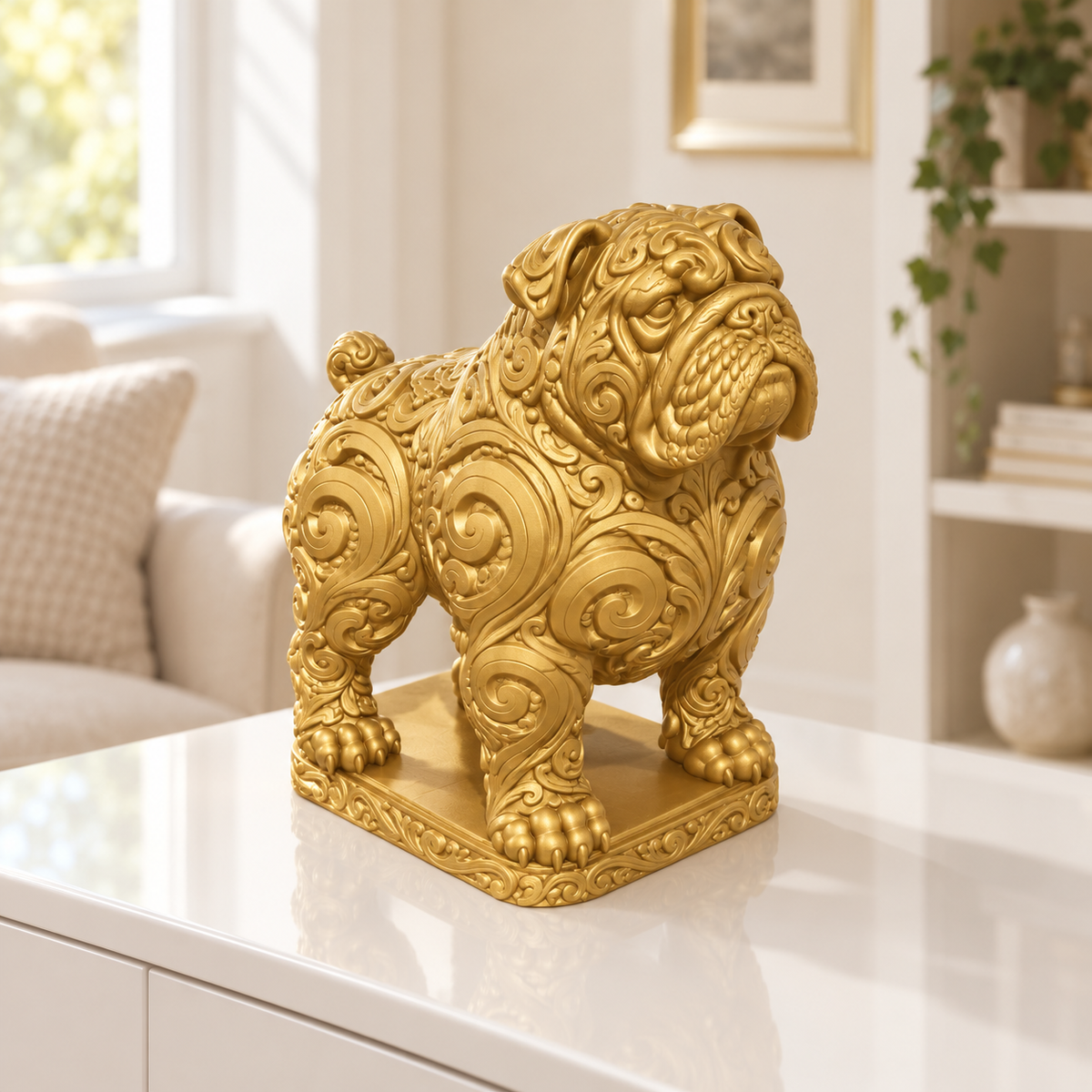 Old English Bulldog Ornament - Gold gedruckt Wohnzimmer