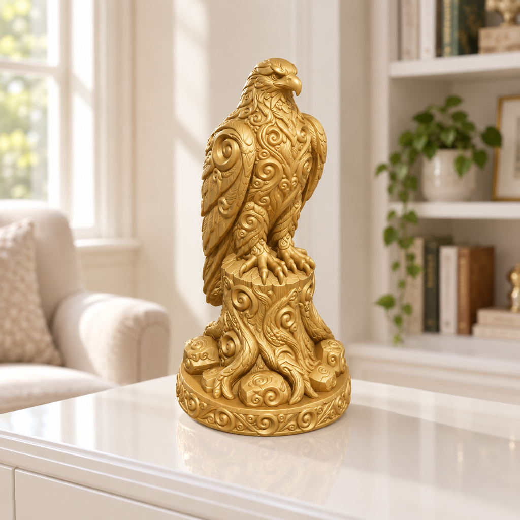 Habicht auf Stamm Ornament - Gold gedruckt Wohnzimmer