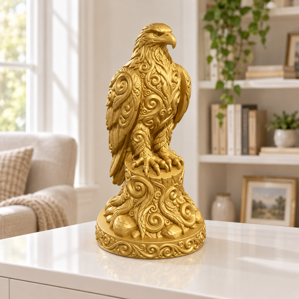 Steinadler auf Stamm Ornament - Gold gedruckt Wohnzimmer