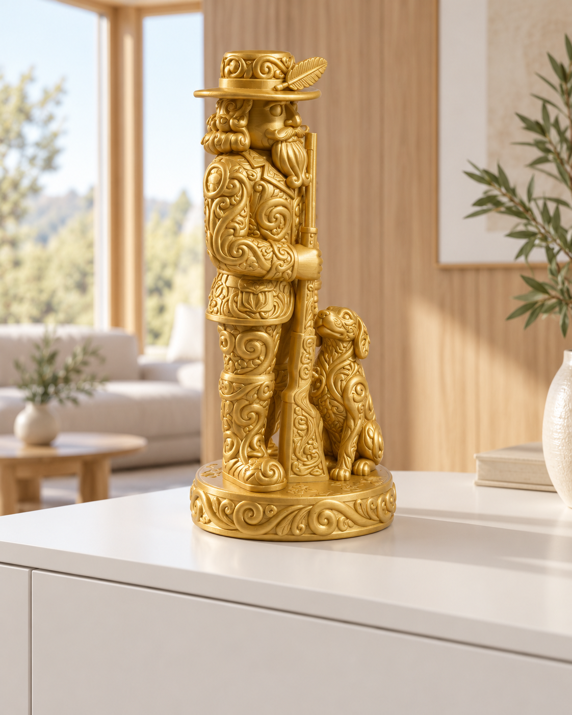 Nussknacker Jäger Ornament - Gold gedruckt Wohnzimmer