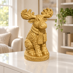 Elch mit Schal Ornament - Gold gedruckt Wohnzimmer