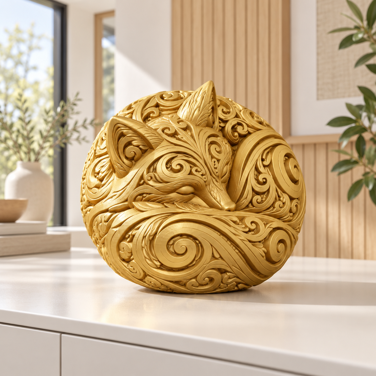 Schlafender Polarfuchs Ornament - Gold gedruckt Wohnzimmer