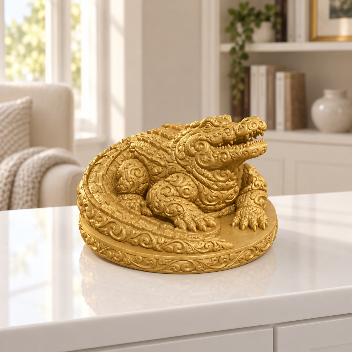 Krokodil Ornament - Gold gedruckt Wohnzimmer
