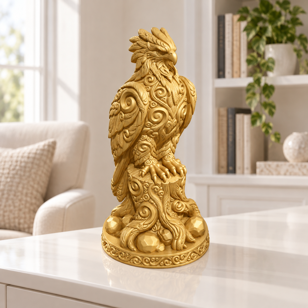 Harpyie auf Stamm Ornament - Gold gedruckt Wohnzimmer