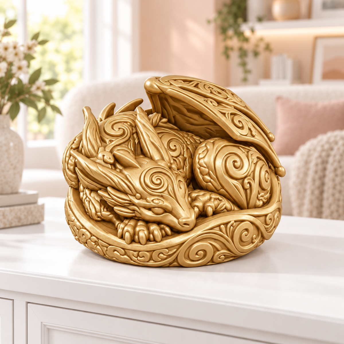 Schlafender Drache Ornament - Gold gedruckt Wohnzimmer
