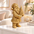 Santa mit Tannenbaum Ornament - Gold gedruckt Wohnzimmer