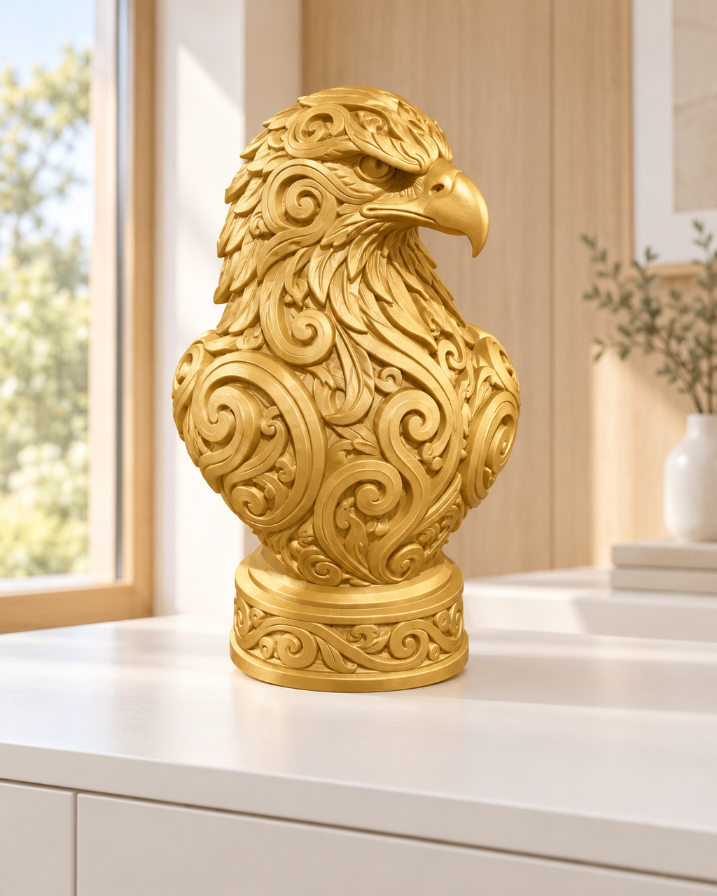 Adlerbüste Ornament - Gold gedruckt Wohnzimmer