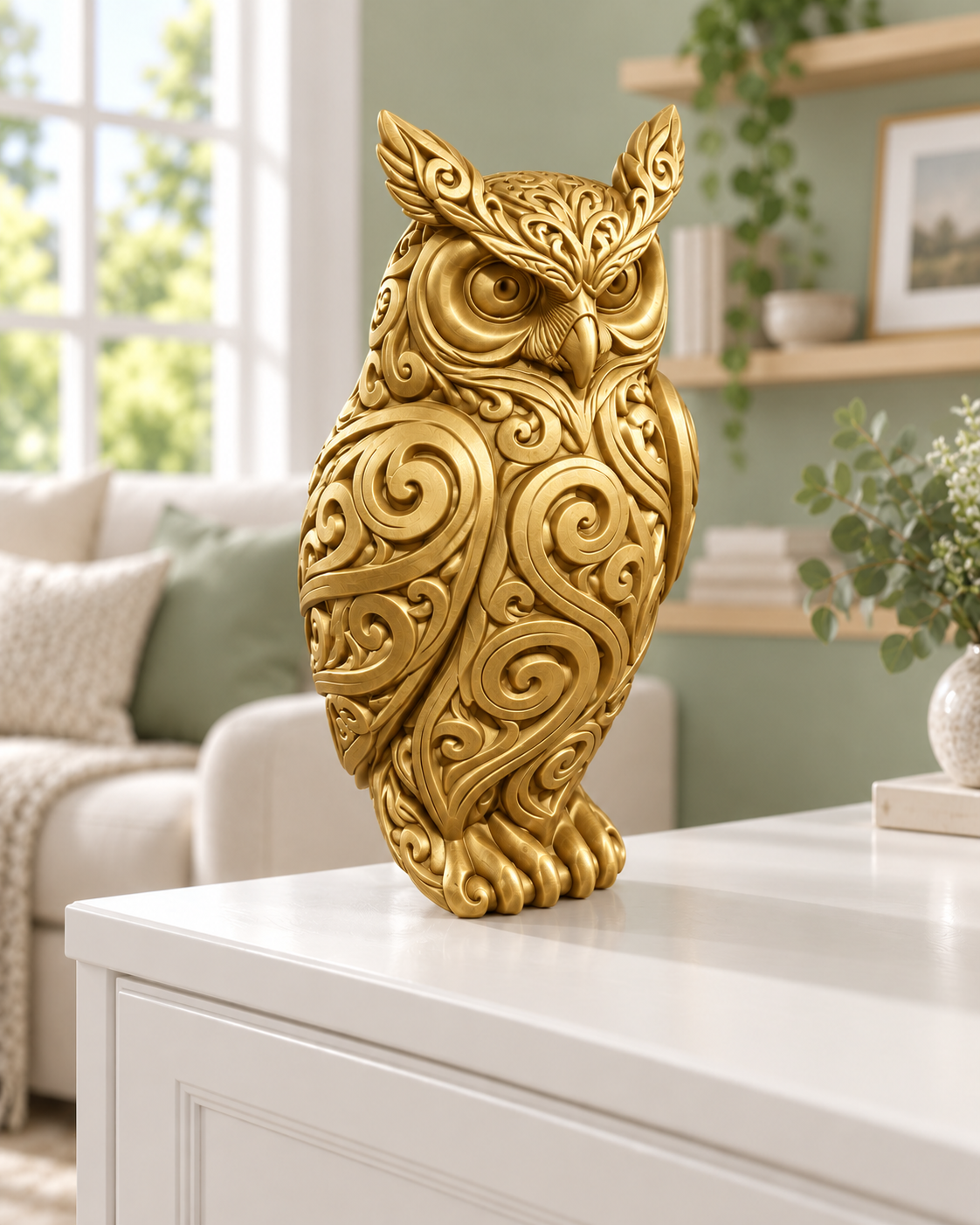 Eule Ornament - Gold gedruckt Wohnzimmer