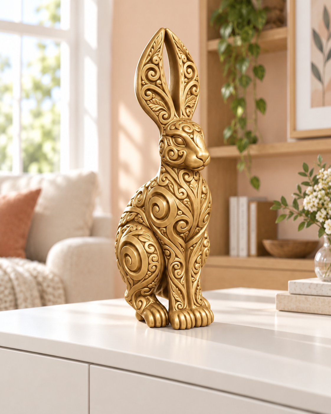 Hase Ornament - Gold gedruckt Wohnzimmer
