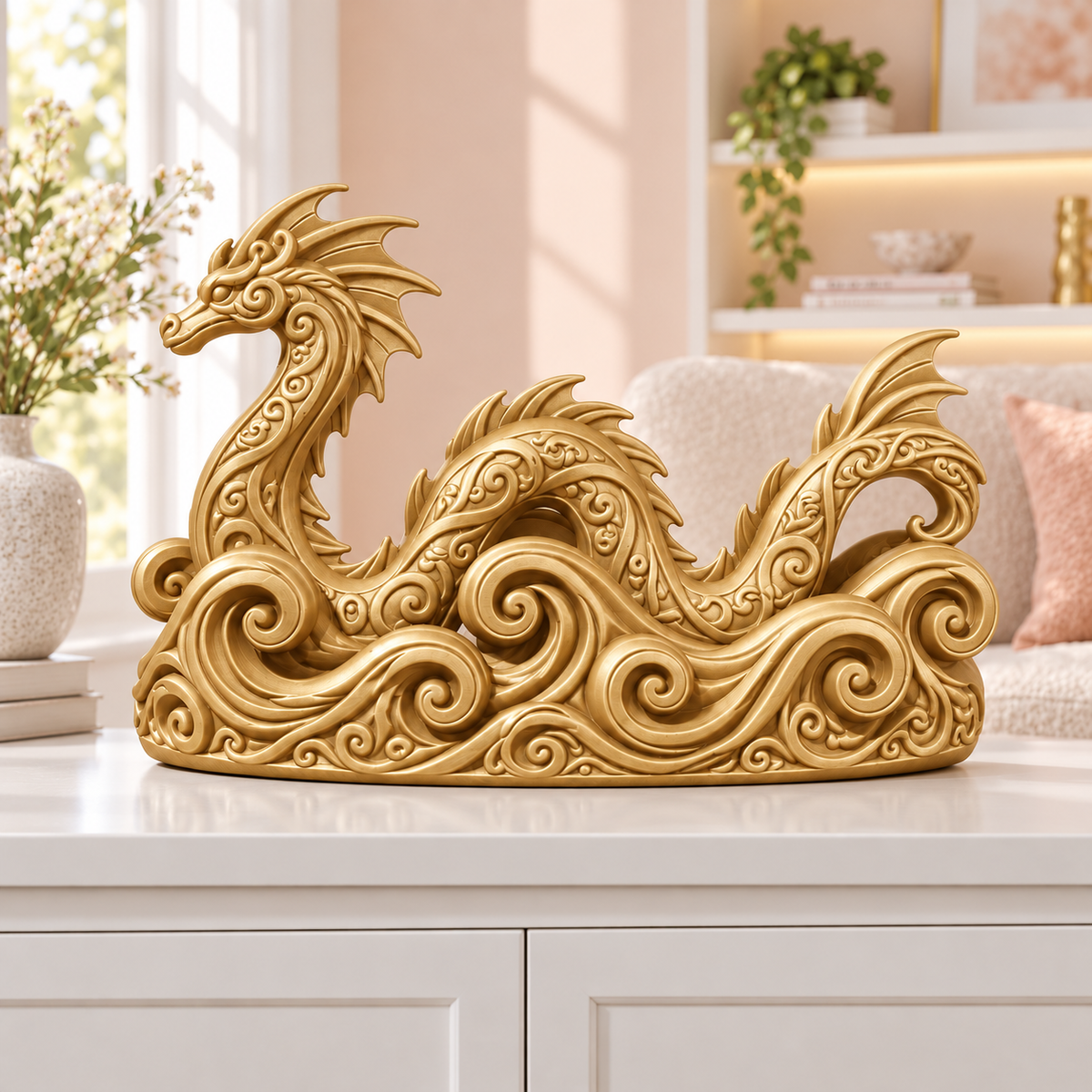 Seedrache Ornament - Gold gedruckt Wohnzimmer
