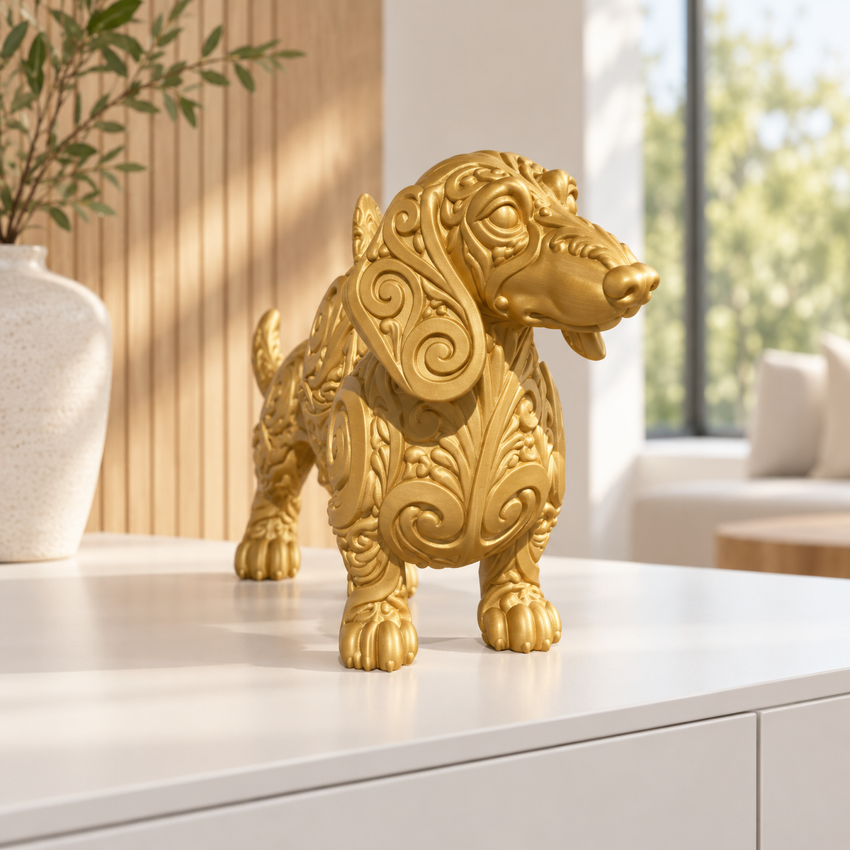 Dackel Ornament - Gold gedruckt Wohnzimmer