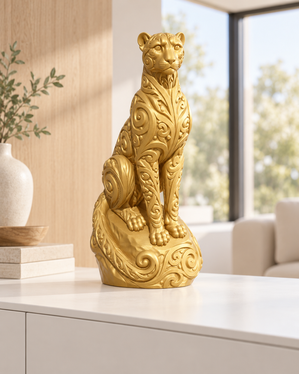 Gepard Ornament - Gold gedruckt Wohnzimmer