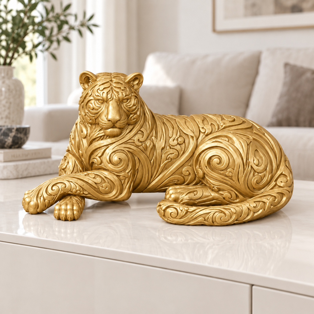 Liegender Tiger Ornament - Gold gedruckt Wohnzimmer
