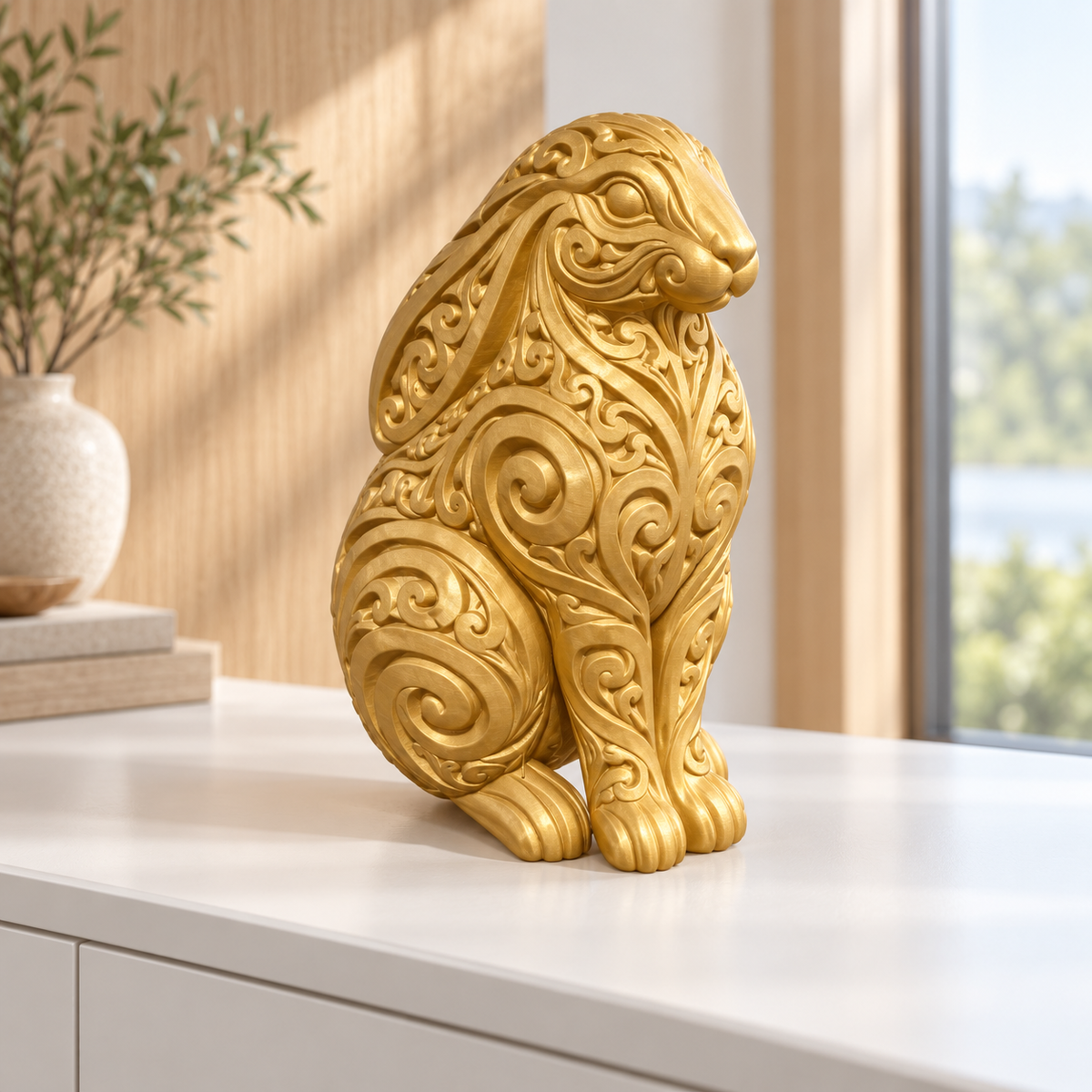 Widderkaninchen Ornament - Gold gedruckt Wohnzimmer