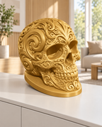 Totenkopf Ornament - Gold gedruckt Wohnzimmer