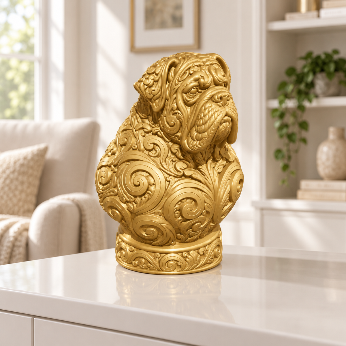 Mastiff-Büste Ornament - Gold gedruckt Wohnzimmer