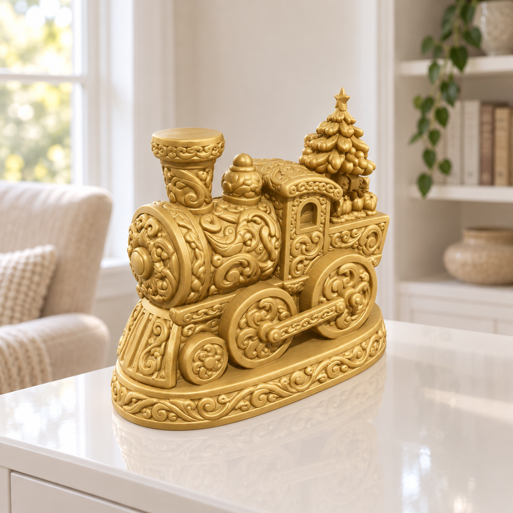 Weihnachtslok Ornament - Gold gedruckt Wohnzimmer