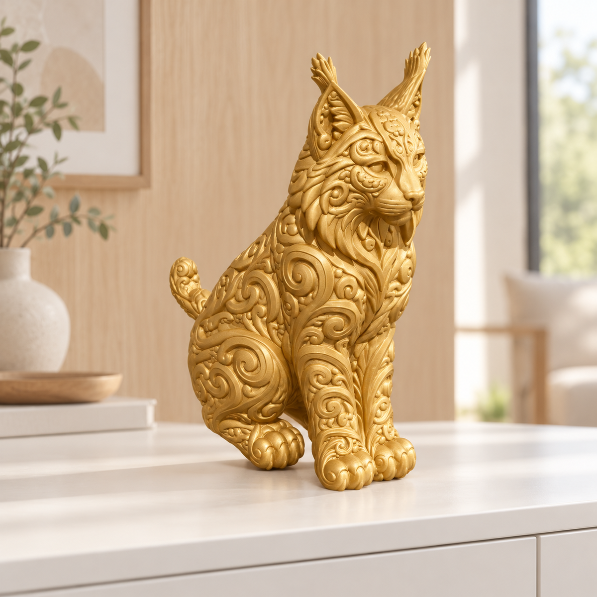 Luchs Ornament - Gold gedruckt Wohnzimmer