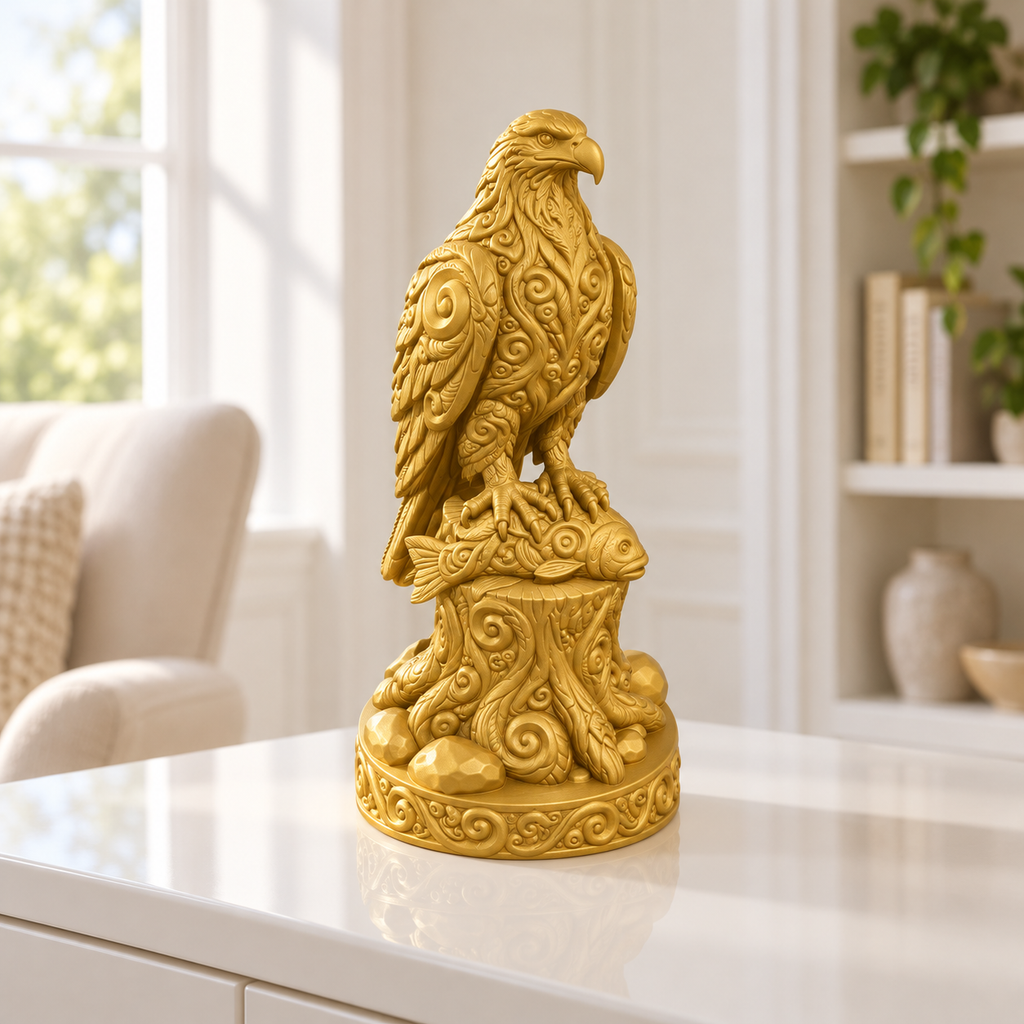Fischadler auf Stamm Ornament - Gold gedruckt Wohnzimmer