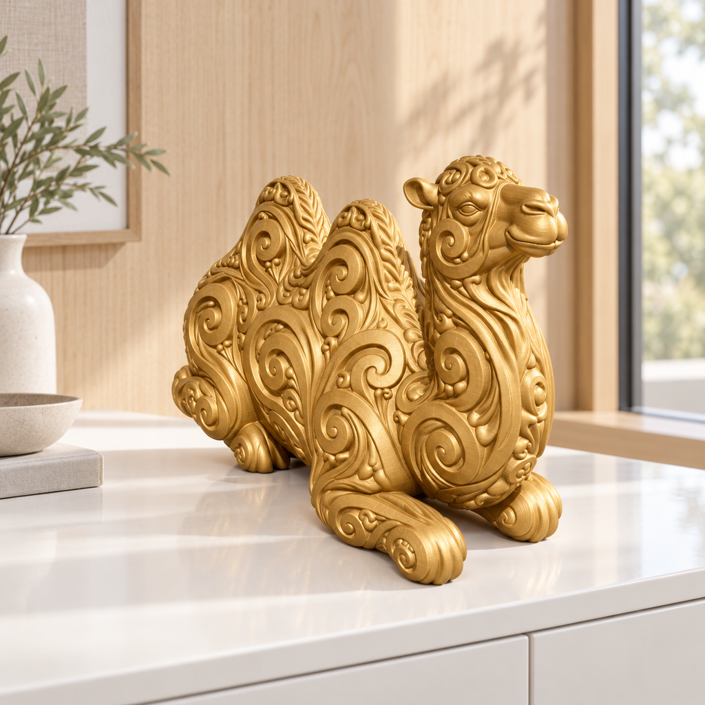 Ruhendes Kamel Ornament - Gold gedruckt Wohnzimmer