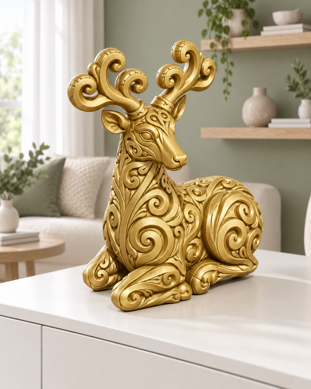 Hirsch Ornament - Gold gedruckt Wohnzimmer