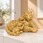 Tiger mit Jungen Ornament - Gold gedruckt Wohnzimmer
