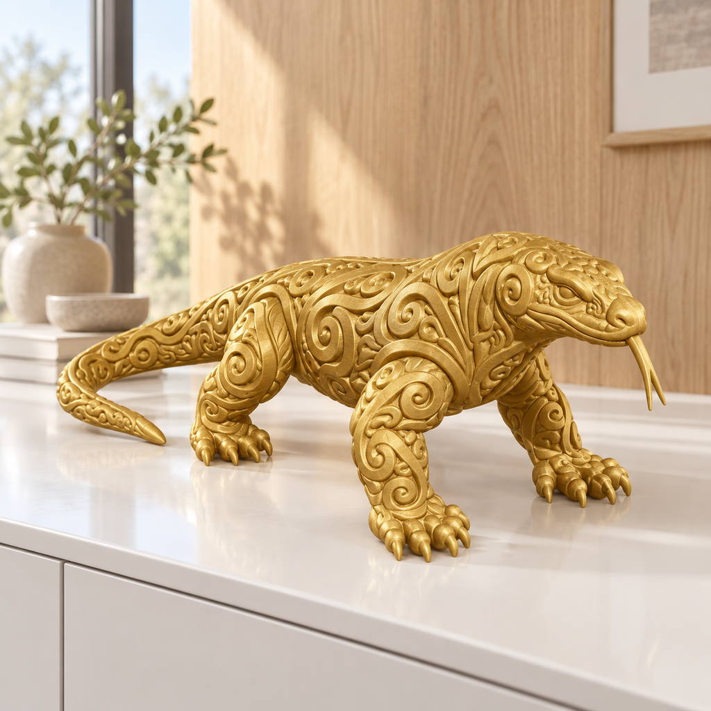 Waran Ornament - Gold gedruckt Wohnzimmer