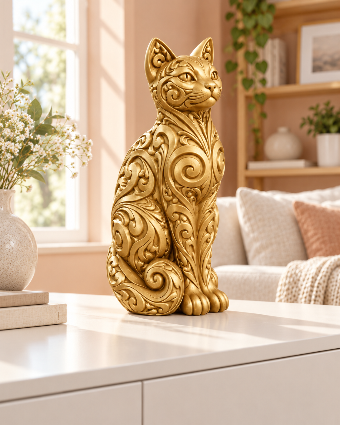 Katze Ornament - Gold gedruckt Wohnzimmer