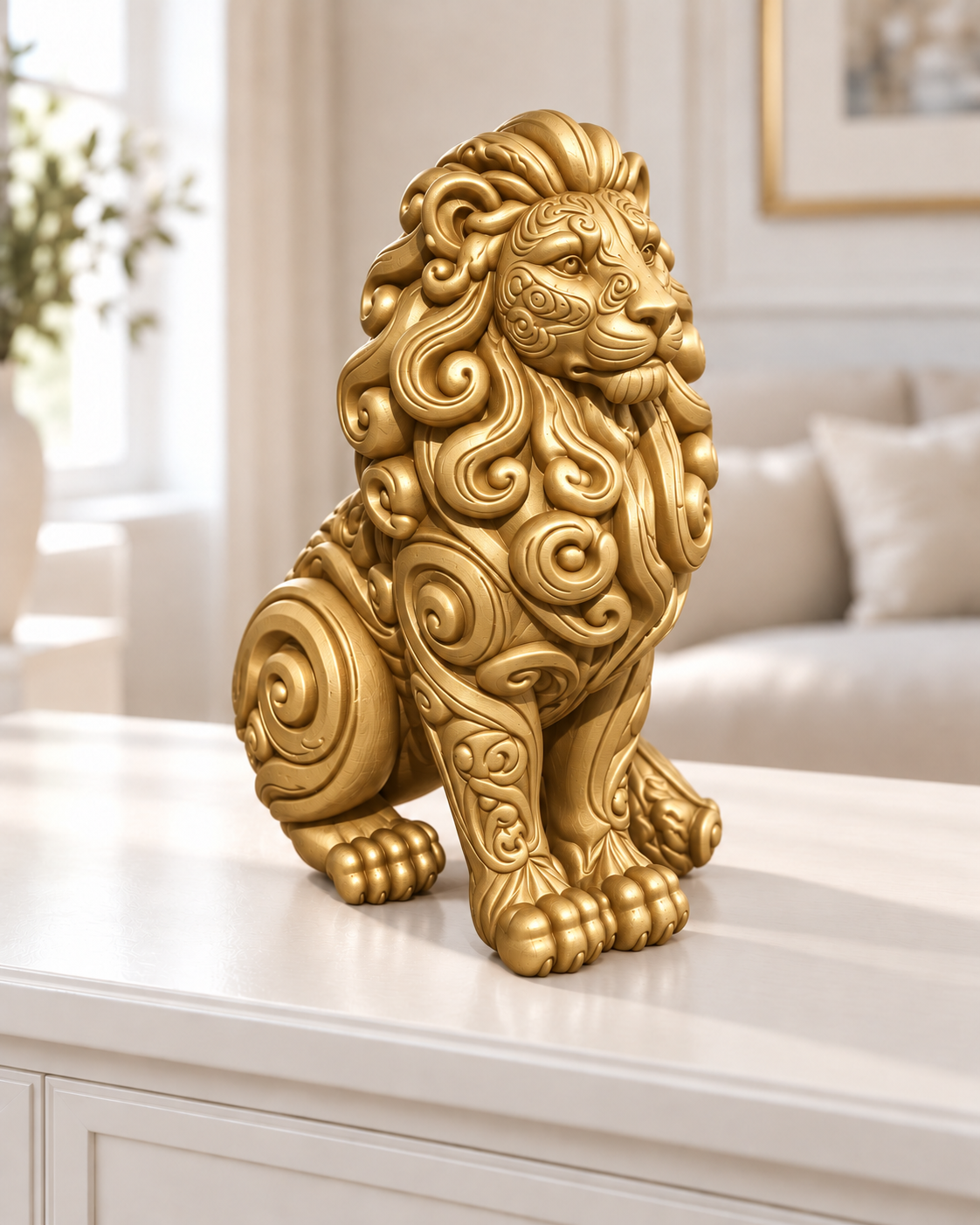 Löwe Ornament - Gold gedruckt Wohnzimmer