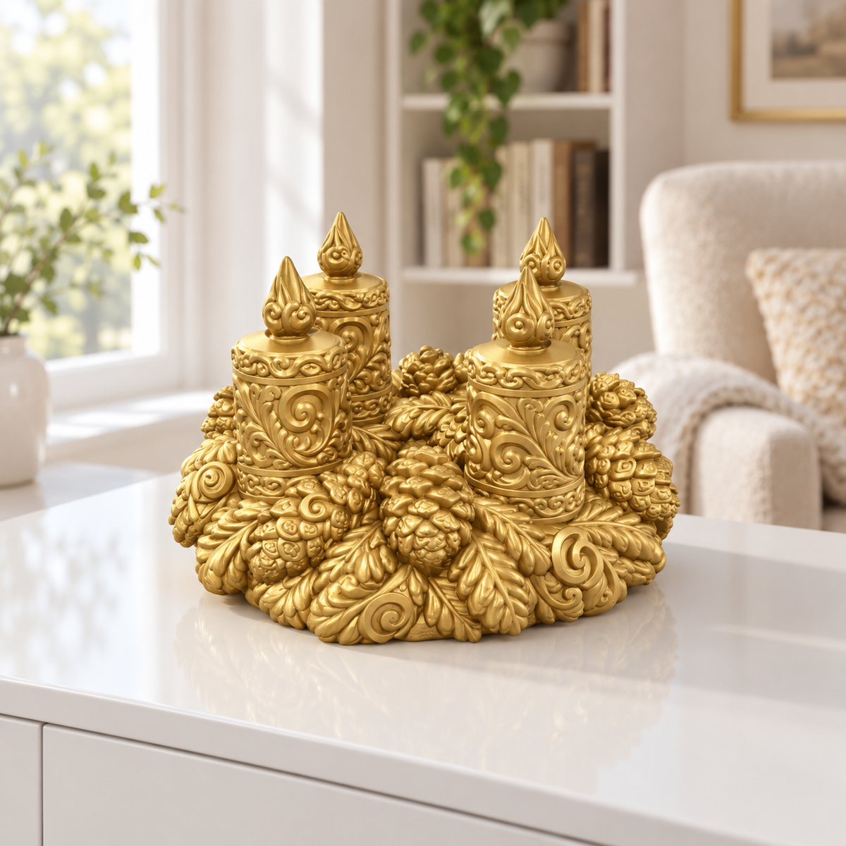 Adventskranz Ornament - Gold gedruckt Wohnzimmer