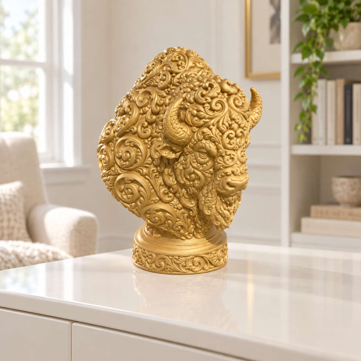Bisonbüste Ornament - Gold gedruckt Wohnzimmer